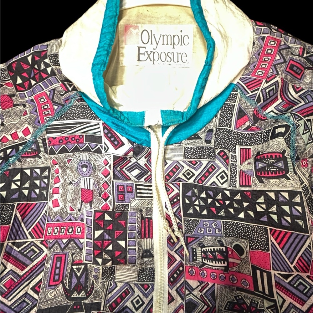 Vintage Olympic Exposure Geometric Windbreaker